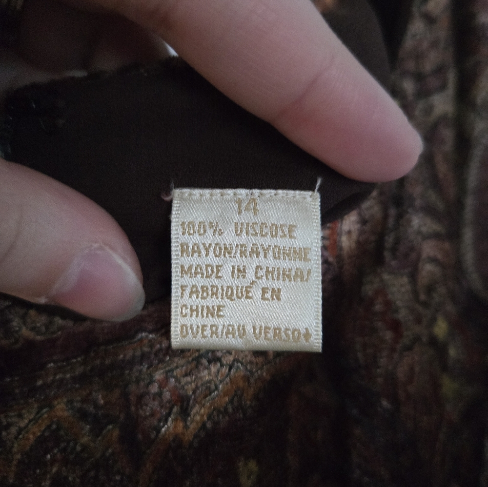 NWOT Brown Paisley Full Length Dana Buchman Dress - Picture 6 of 8